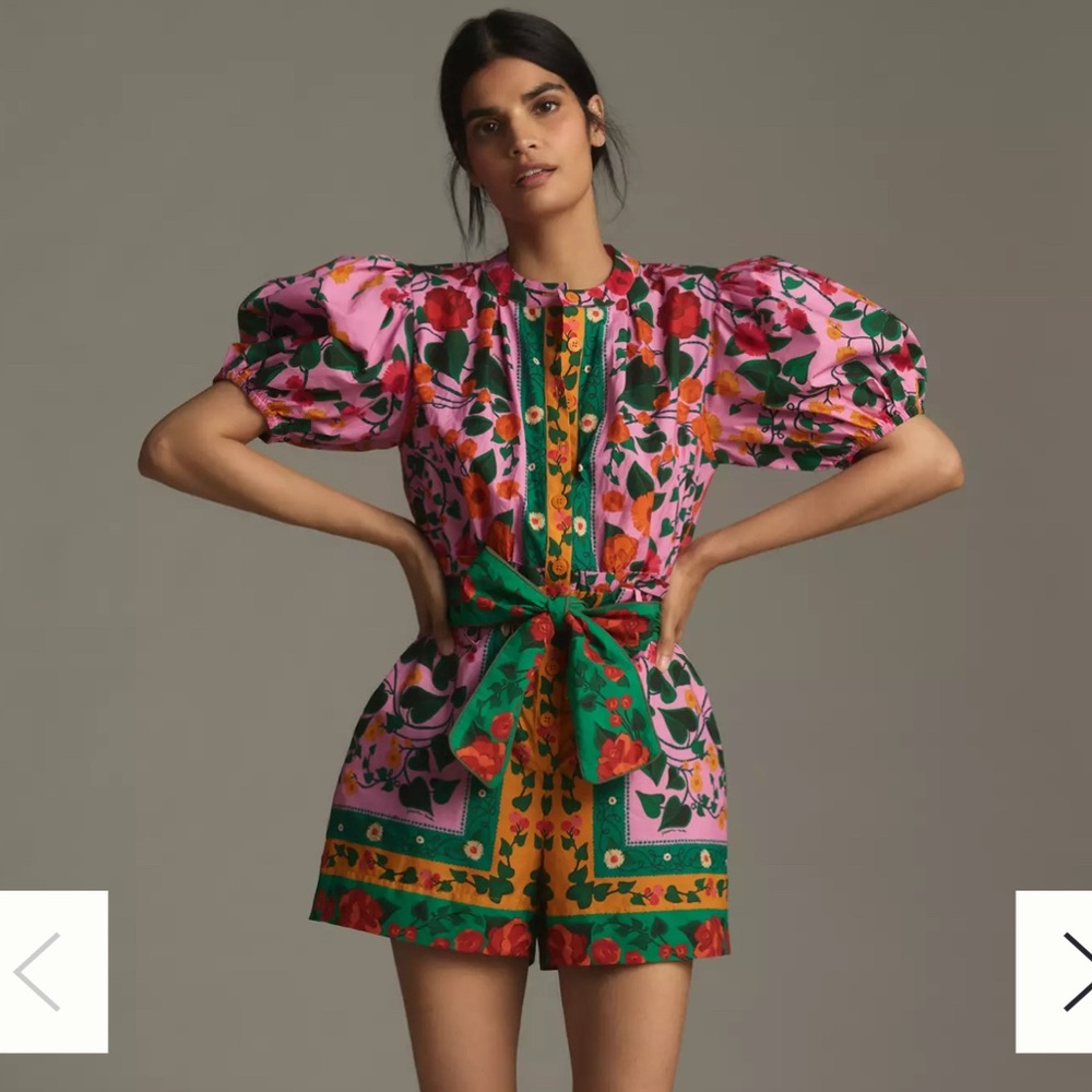 Farm Rio x Anthropologie Tropical Tie-Front Romper